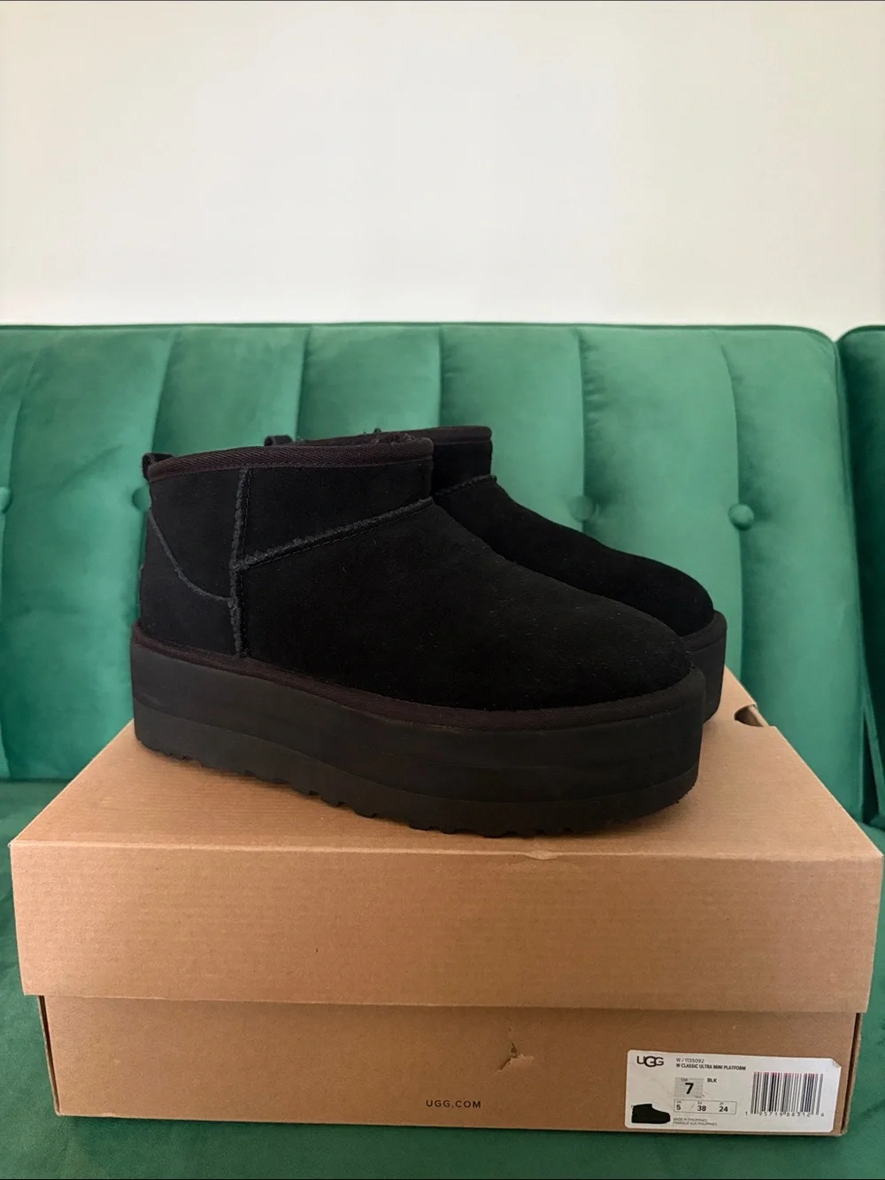 UGG Black Platform Mini Booties